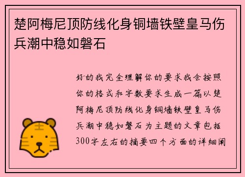 楚阿梅尼顶防线化身铜墙铁壁皇马伤兵潮中稳如磐石 楚阿梅尼顶防线化身铜墙铁壁皇马伤兵潮中稳如磐石